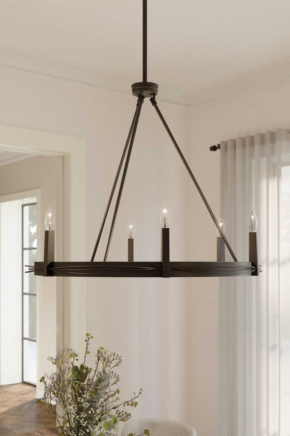Dalvor Six Light Pendant in Dark Bronze Minka-Lavery