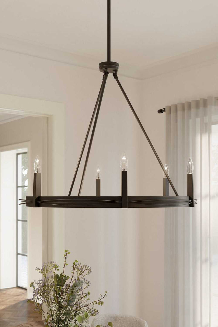 Dalvor Six Light Pendant in Dark Bronze Minka-Lavery