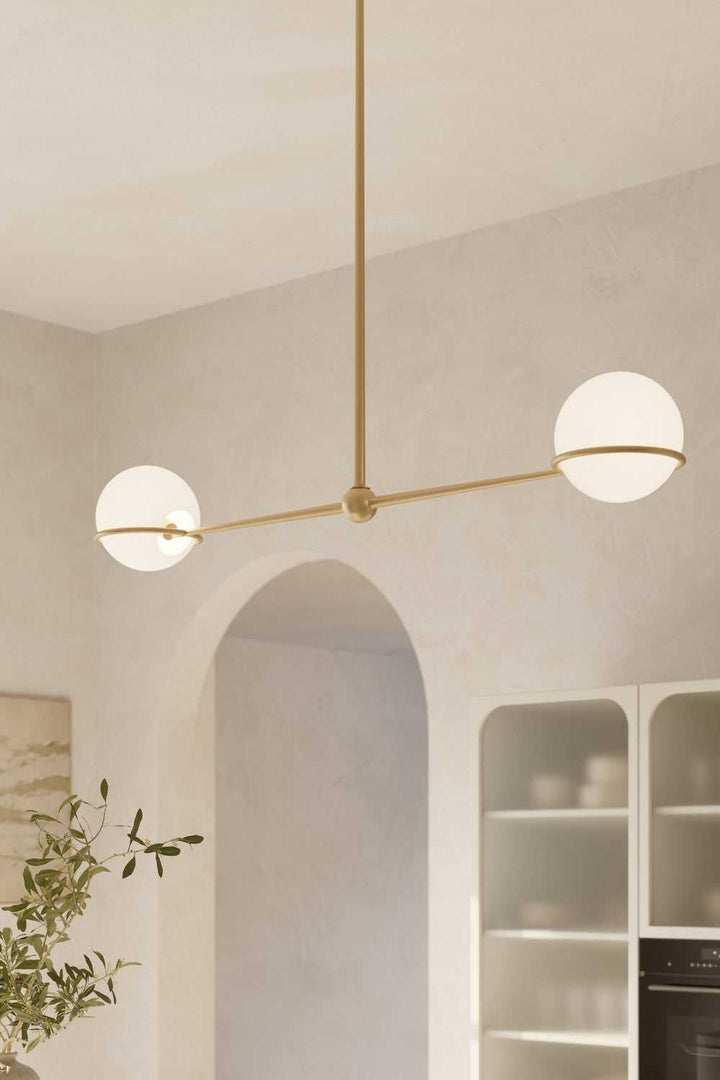 Orstyn Two Light Linear Chandelier in Legacy Brass Minka-Lavery