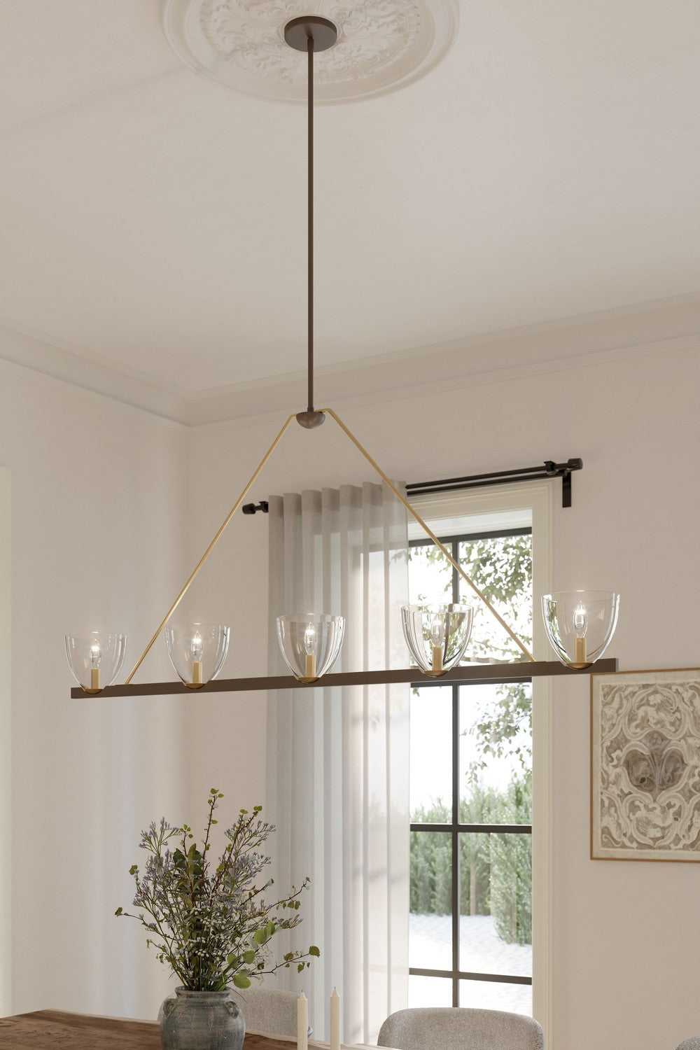 Noellea Five Light Linear Chandelier in Dark Bronze Minka-Lavery