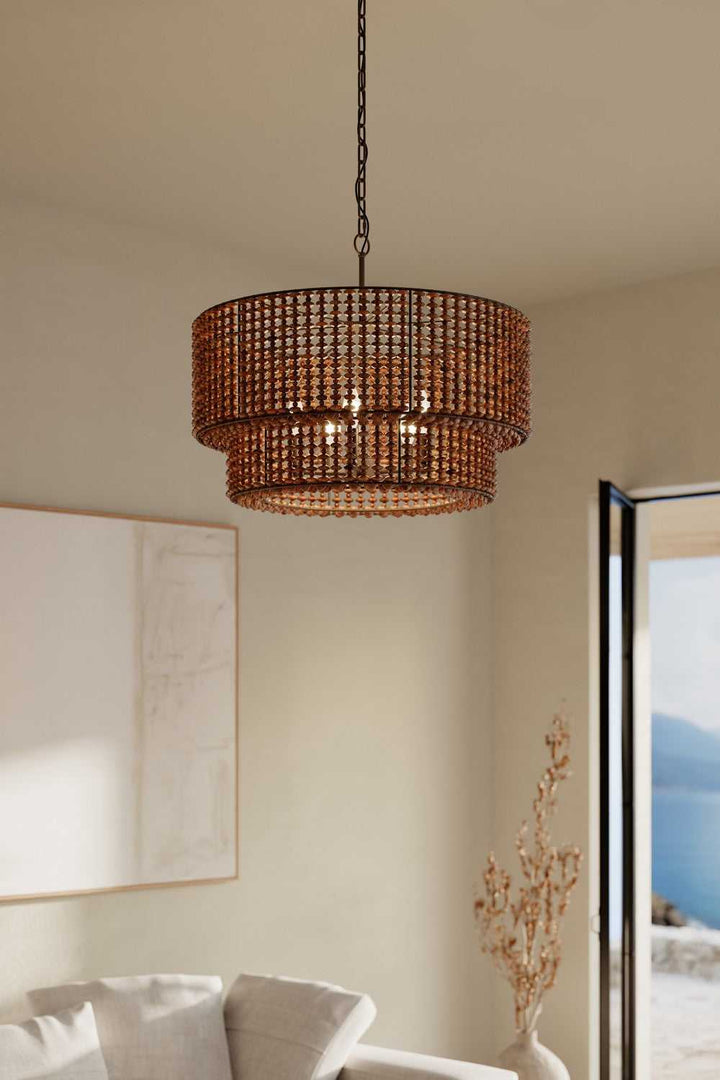 Beaudelle Five Light Pendant in Dark Bronze Minka-Lavery