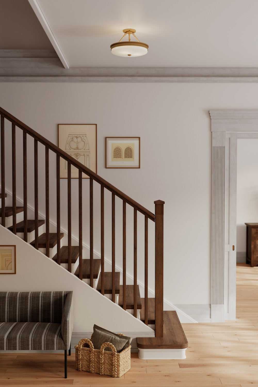 Halora Three Light Semi-Flush Mount in Legacy Brass Minka-Lavery