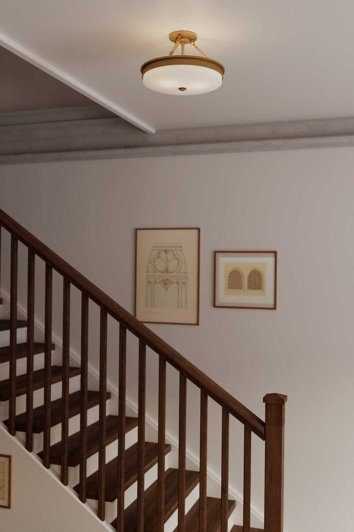 Halora Three Light Semi-Flush Mount in Legacy Brass Minka-Lavery