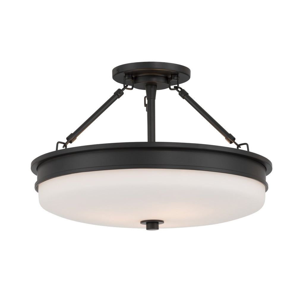 Halora Three Light Semi-Flush Mount in Dark Matte Black Minka-Lavery