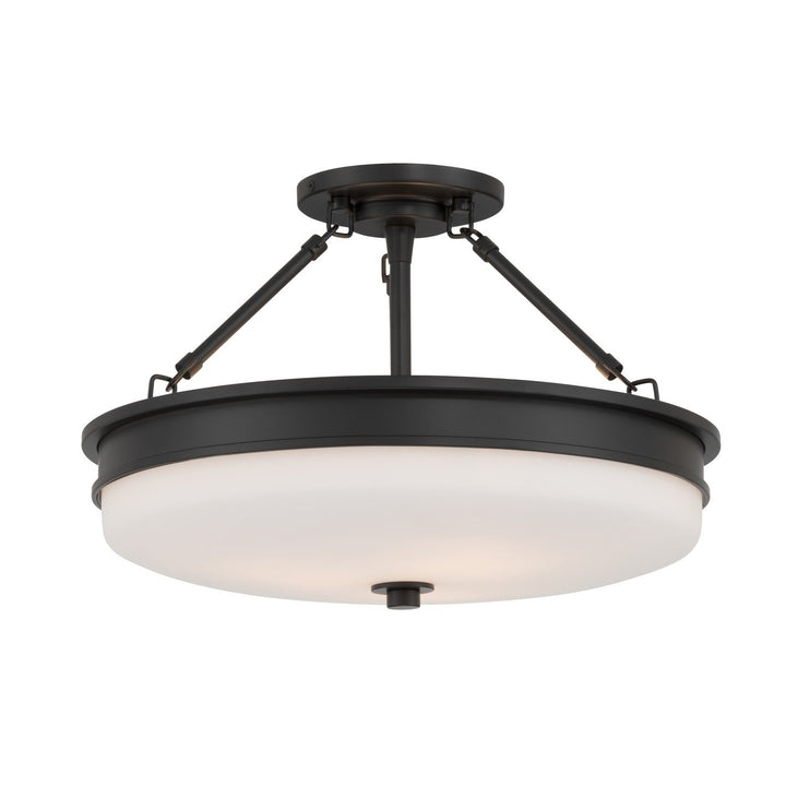 Halora Three Light Semi-Flush Mount in Dark Matte Black Minka-Lavery