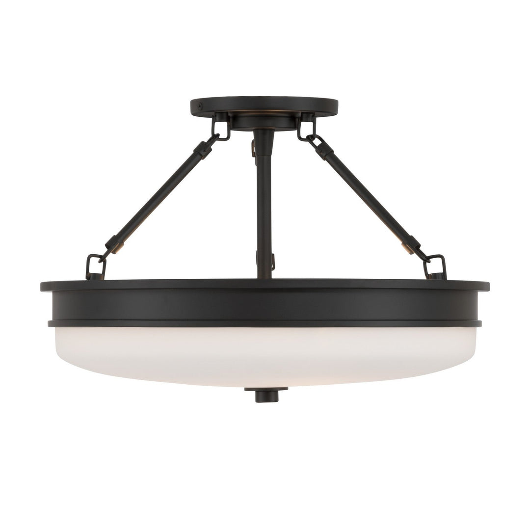 Halora Three Light Semi-Flush Mount in Dark Matte Black Minka-Lavery