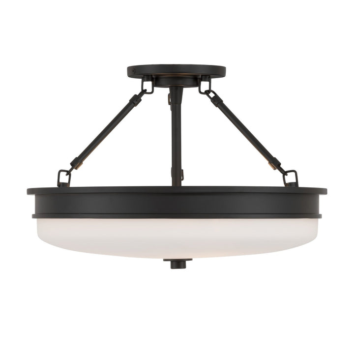 Halora Three Light Semi-Flush Mount in Dark Matte Black Minka-Lavery