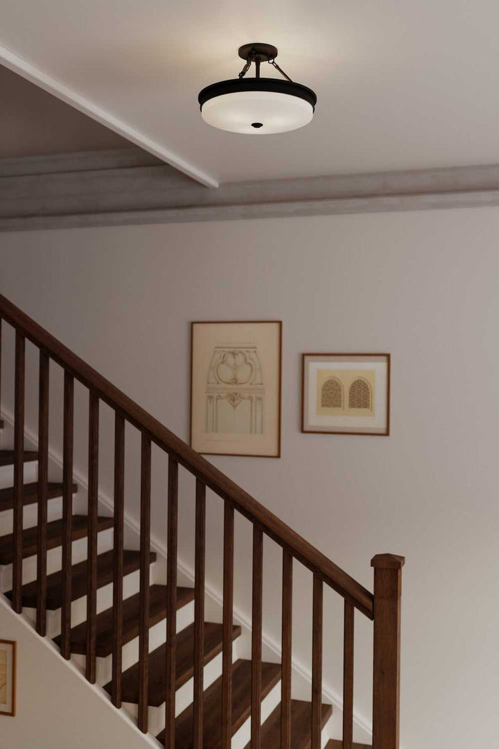 Halora Three Light Semi-Flush Mount in Dark Matte Black Minka-Lavery