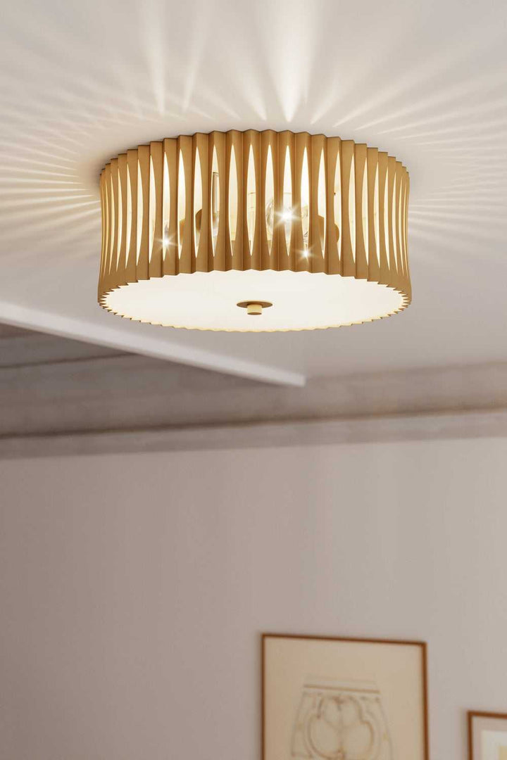 Aven Three Light Flush Mount in Sand Coal Black Minka-Lavery