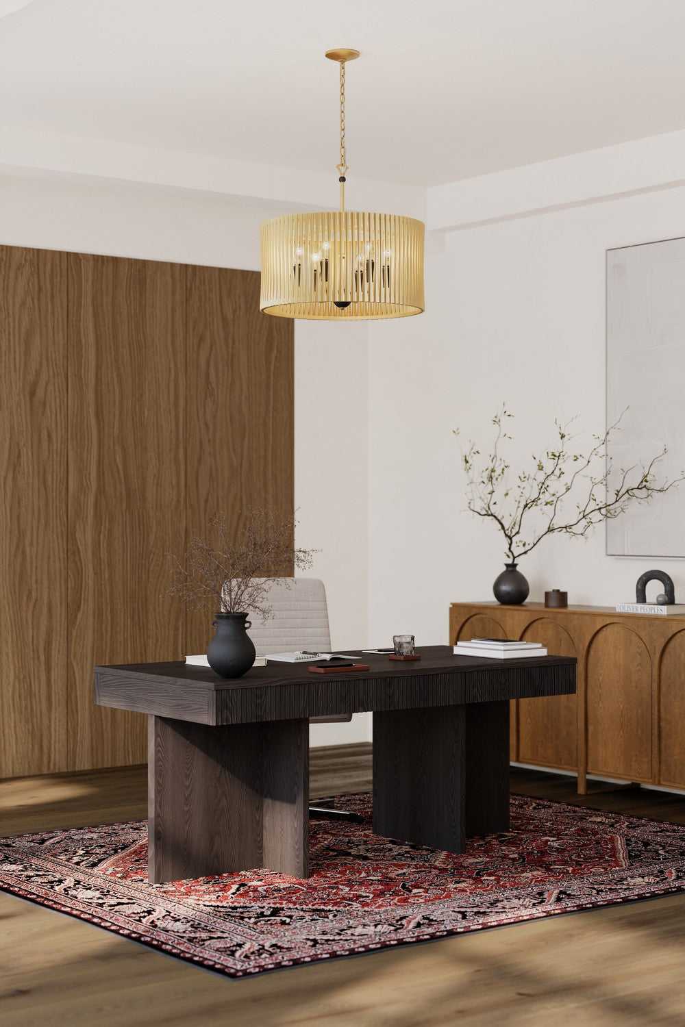 Aven Six Light Pendant in Sand Coal Black Minka-Lavery