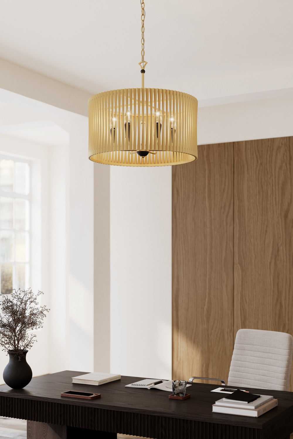 Aven Six Light Pendant in Sand Coal Black Minka-Lavery