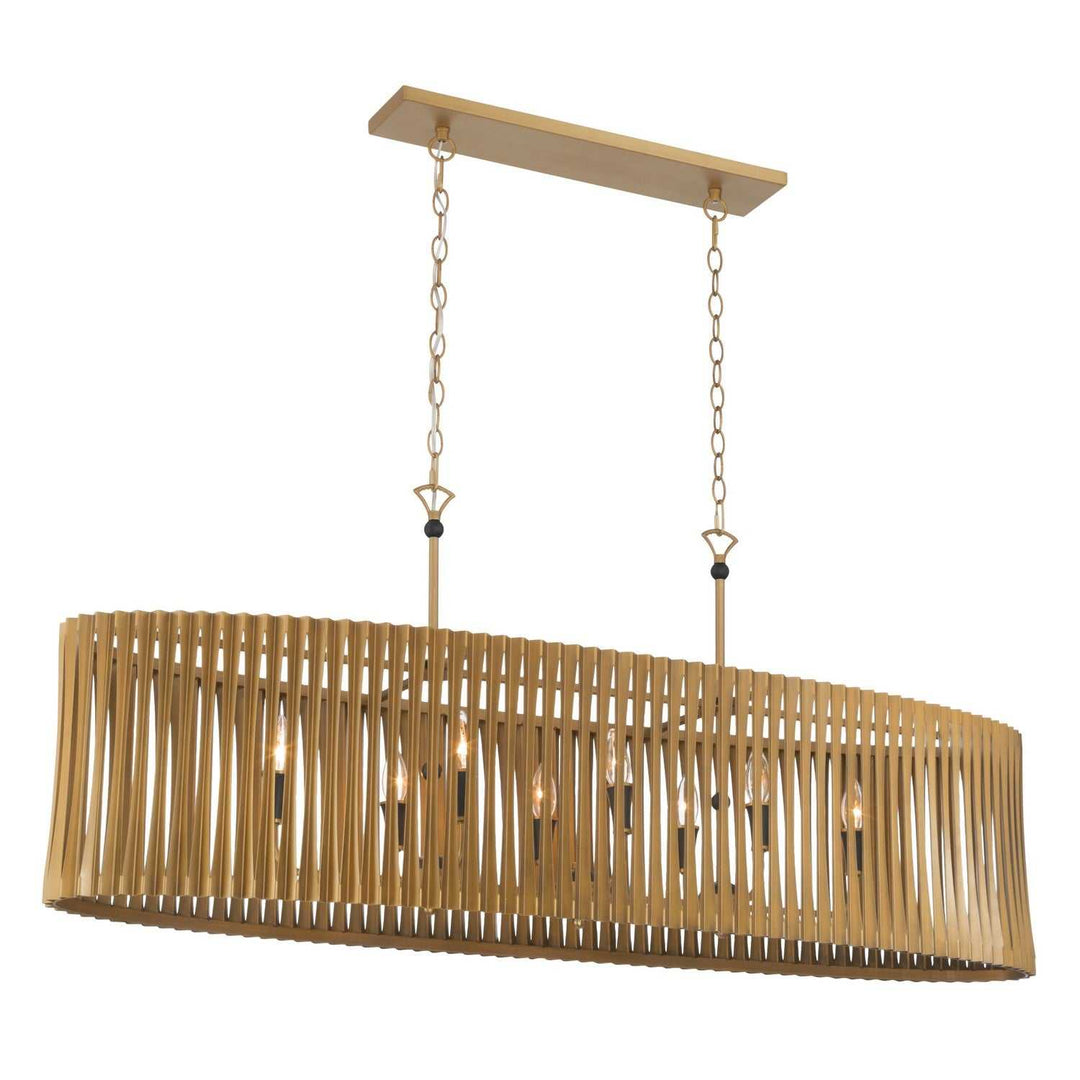 Aven Eight Light Linear Chandelier in Sand Coal Black Minka-Lavery