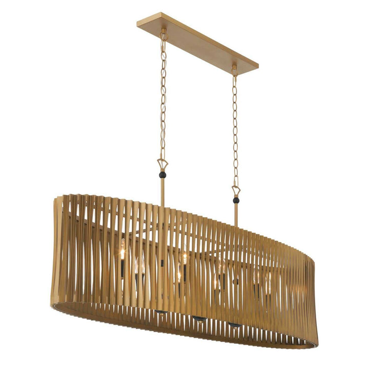 Aven Eight Light Linear Chandelier in Sand Coal Black Minka-Lavery