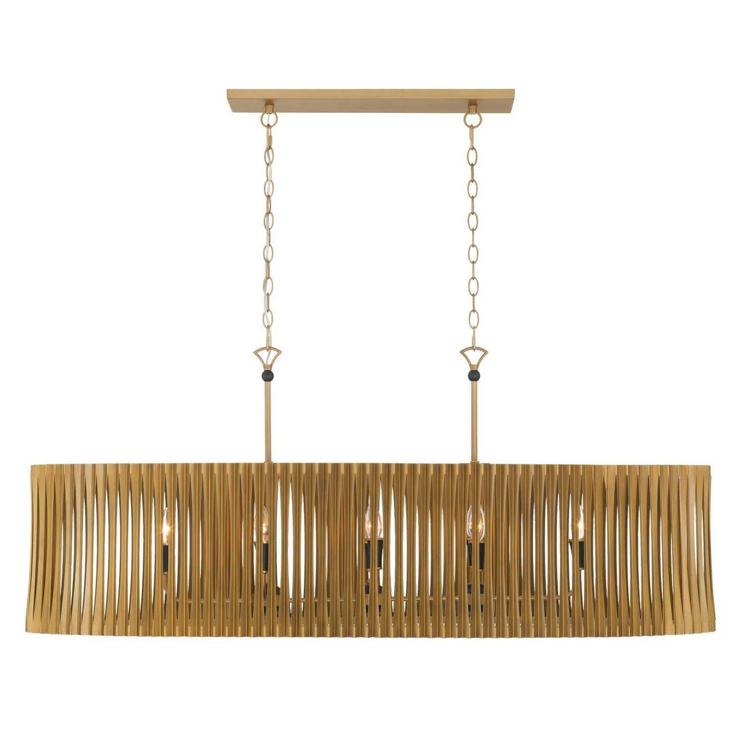 Aven Eight Light Linear Chandelier in Sand Coal Black Minka-Lavery