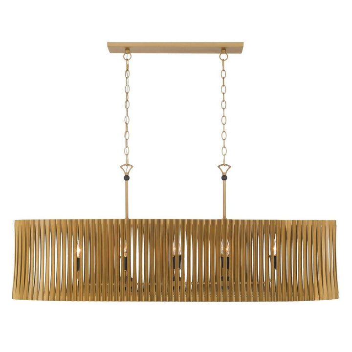 Aven Eight Light Linear Chandelier in Sand Coal Black Minka-Lavery