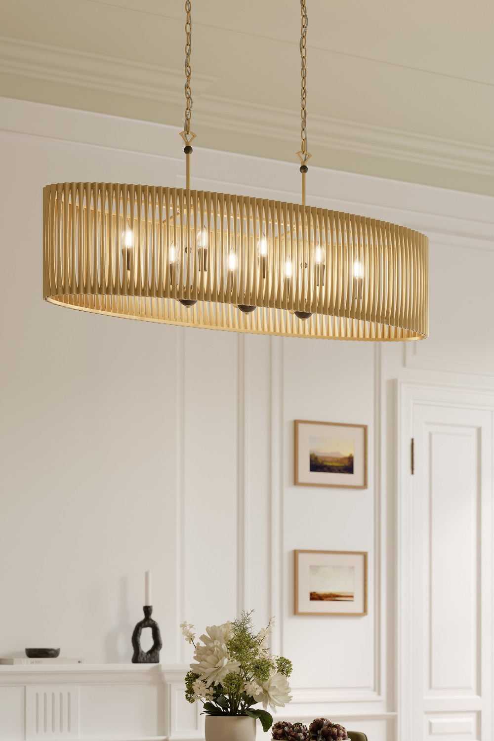 Aven Eight Light Linear Chandelier in Sand Coal Black Minka-Lavery