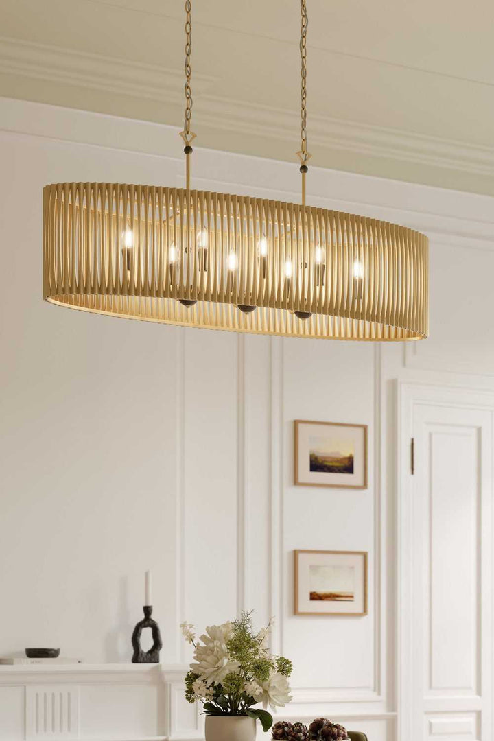 Aven Eight Light Linear Chandelier in Sand Coal Black Minka-Lavery