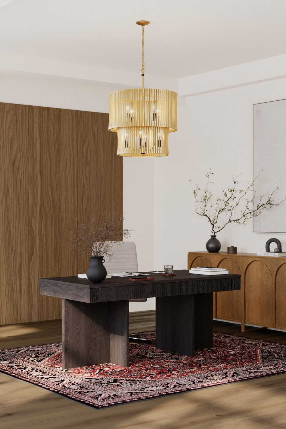 Aven Eight Light Pendant in Sand Coal Black Minka-Lavery