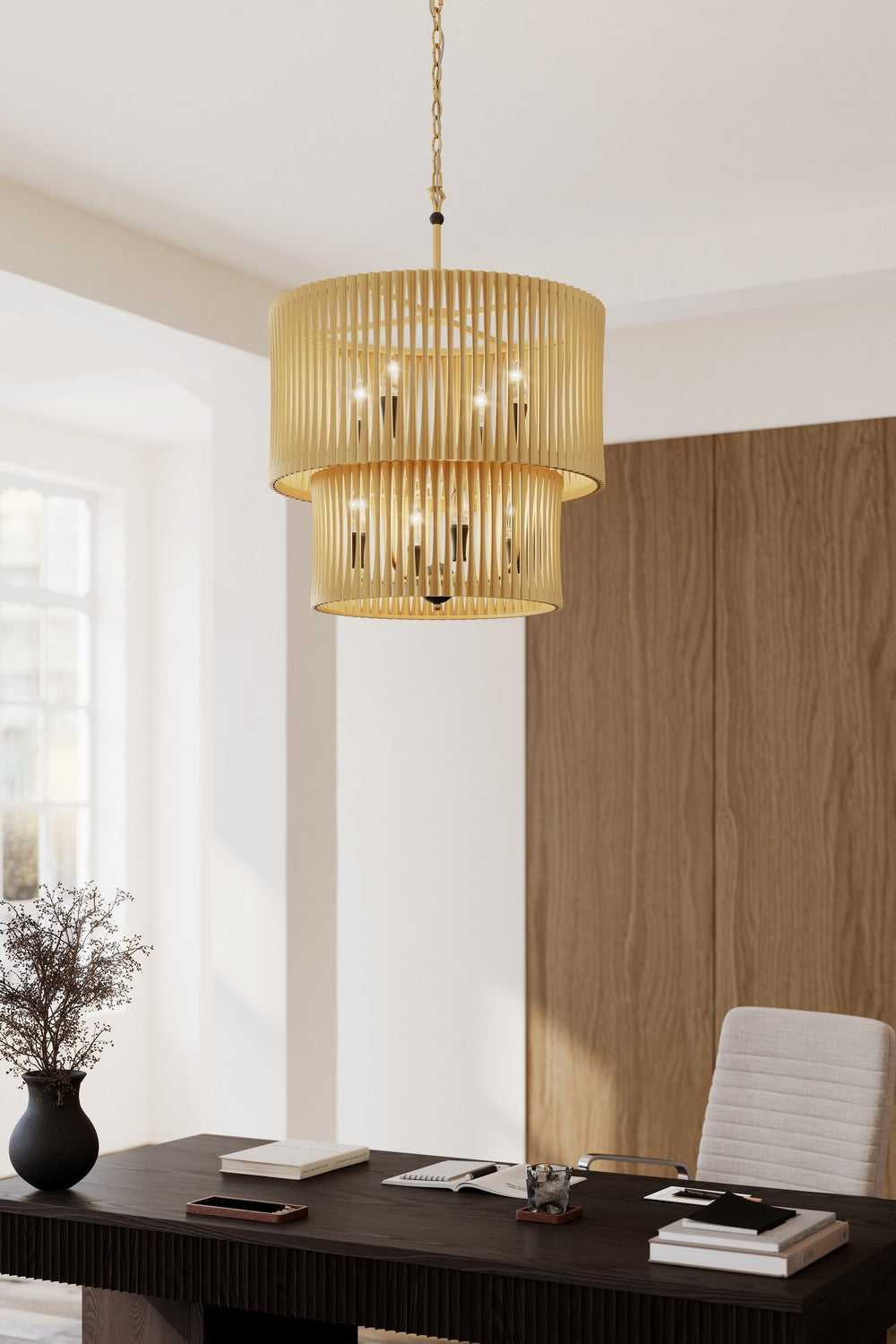 Aven Eight Light Pendant in Sand Coal Black Minka-Lavery
