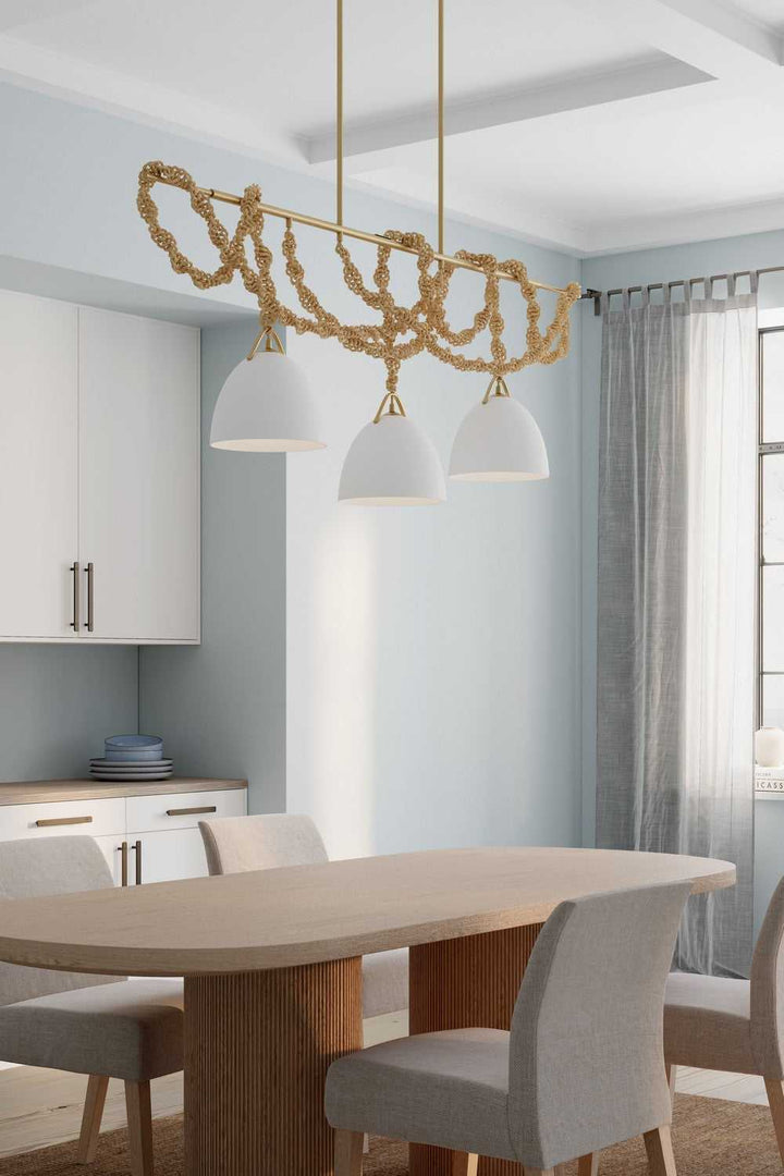 Cordon Three Light Linear Chandelier in Legacy Brass Minka-Lavery