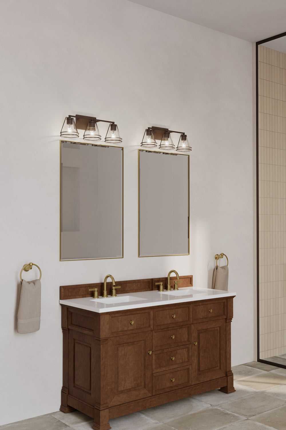 Lorenth Three Light Vanity in Dark Matte Black Minka-Lavery