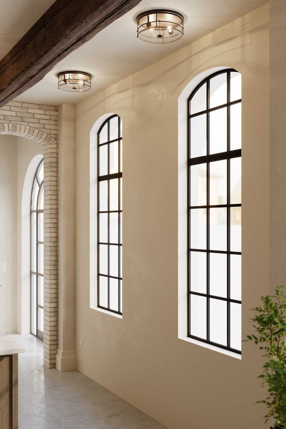 Lorenth Two Light Flush Mount in Dark Matte Black Minka-Lavery