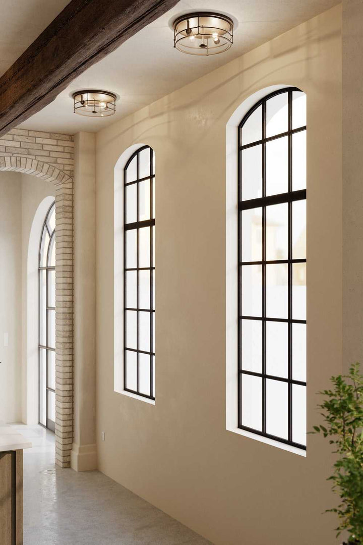 Lorenth Two Light Flush Mount in Dark Matte Black Minka-Lavery