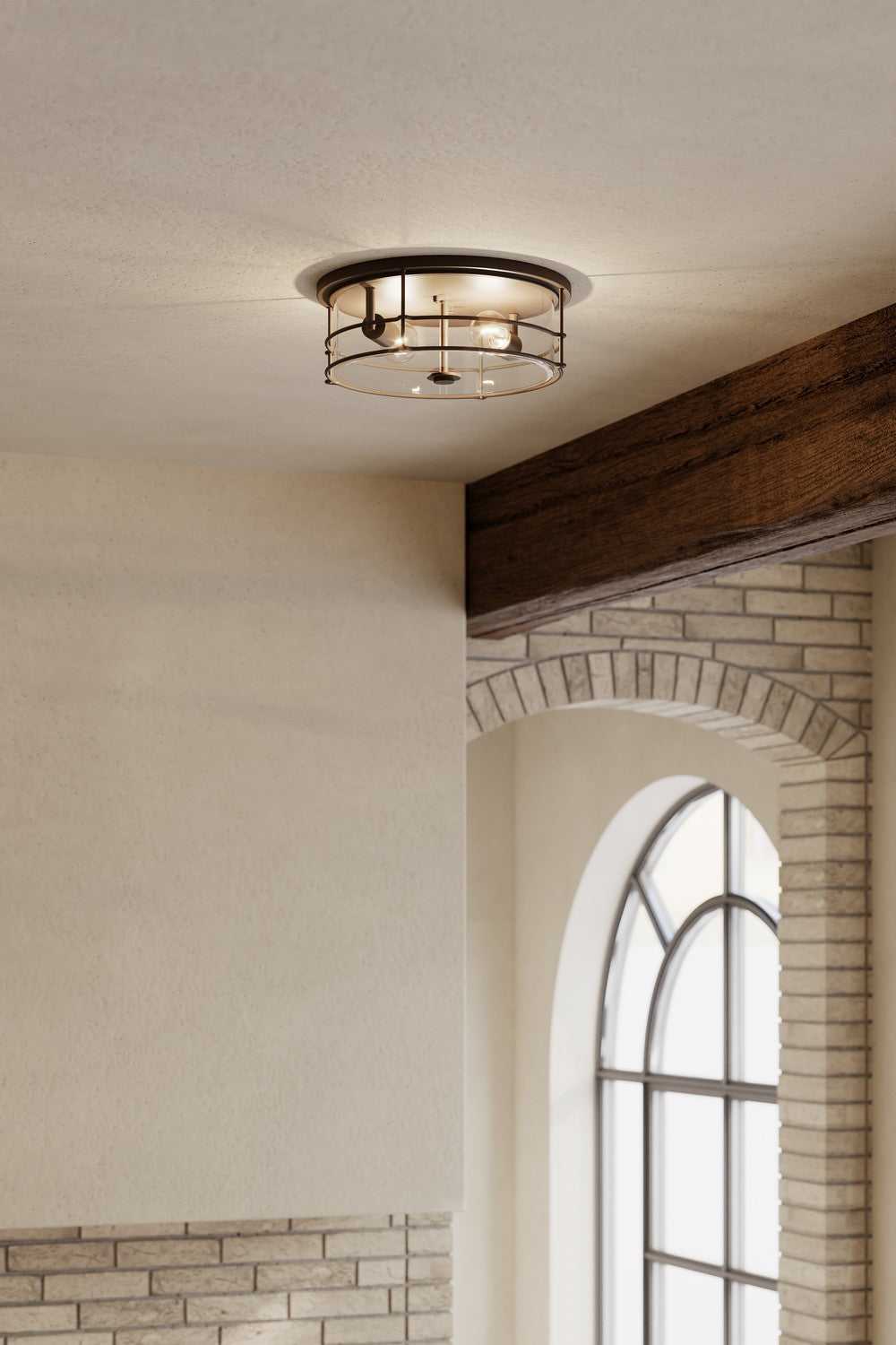 Lorenth Two Light Flush Mount in Dark Matte Black Minka-Lavery
