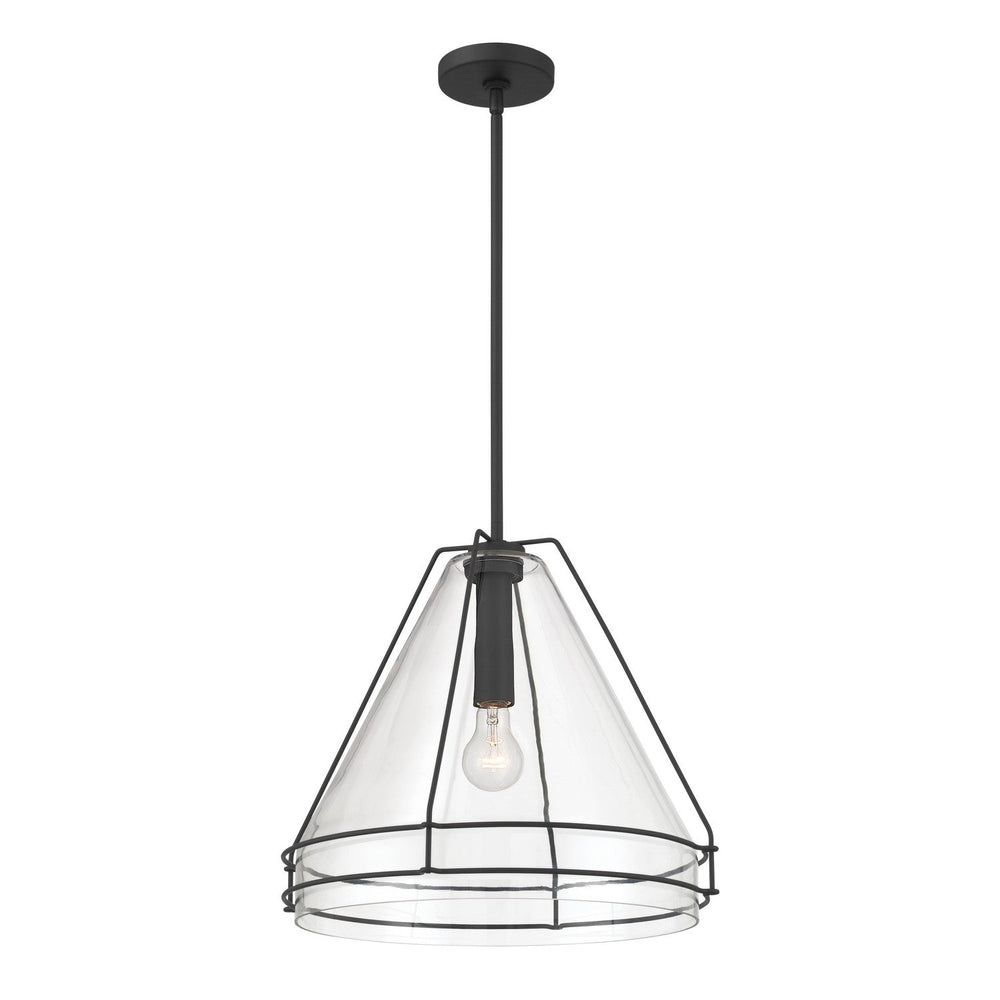 Lorenth One Light Pendant in Dark Matte Black Minka-Lavery