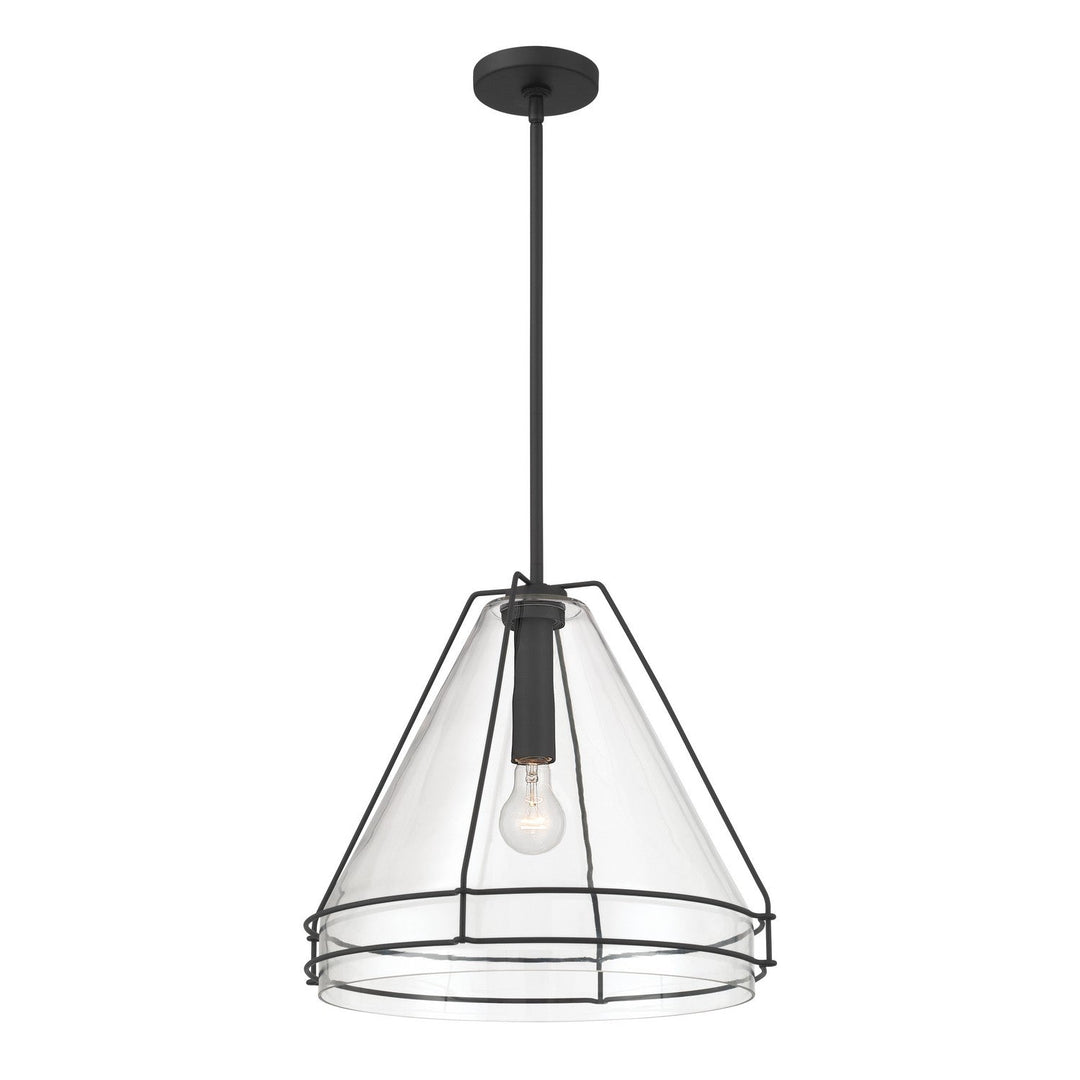 Lorenth One Light Pendant in Dark Matte Black Minka-Lavery