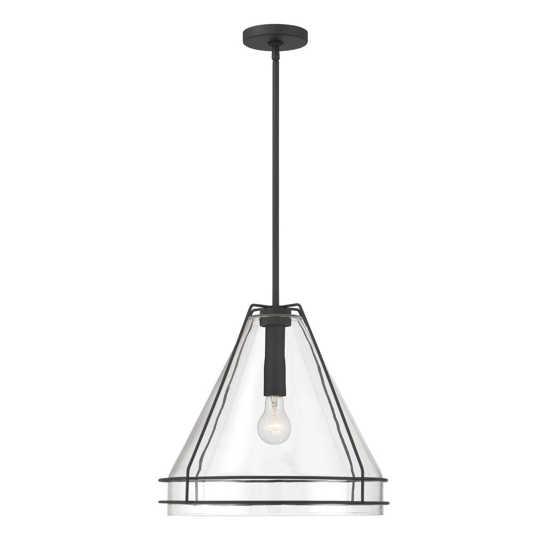Lorenth One Light Pendant in Dark Matte Black Minka-Lavery