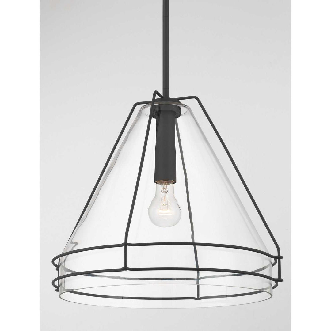 Lorenth One Light Pendant in Dark Matte Black Minka-Lavery