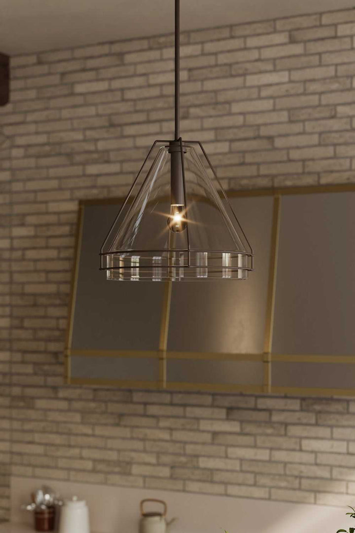 Lorenth One Light Pendant in Dark Matte Black Minka-Lavery