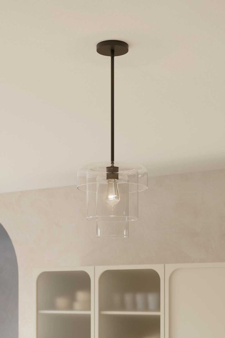 Velique One Light Pendant in Dark Matte Black Minka-Lavery