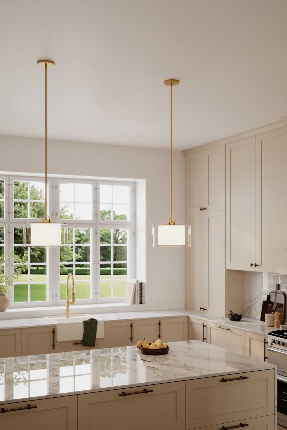 Seville One Light Convertible Pendant/Semi-Flush Mount in Legacy Brass Minka-Lavery