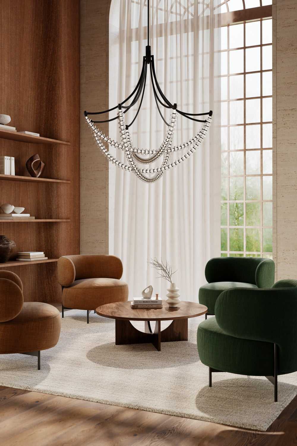 Pearl LED Chandelier in Dark Matte Black Minka-Lavery