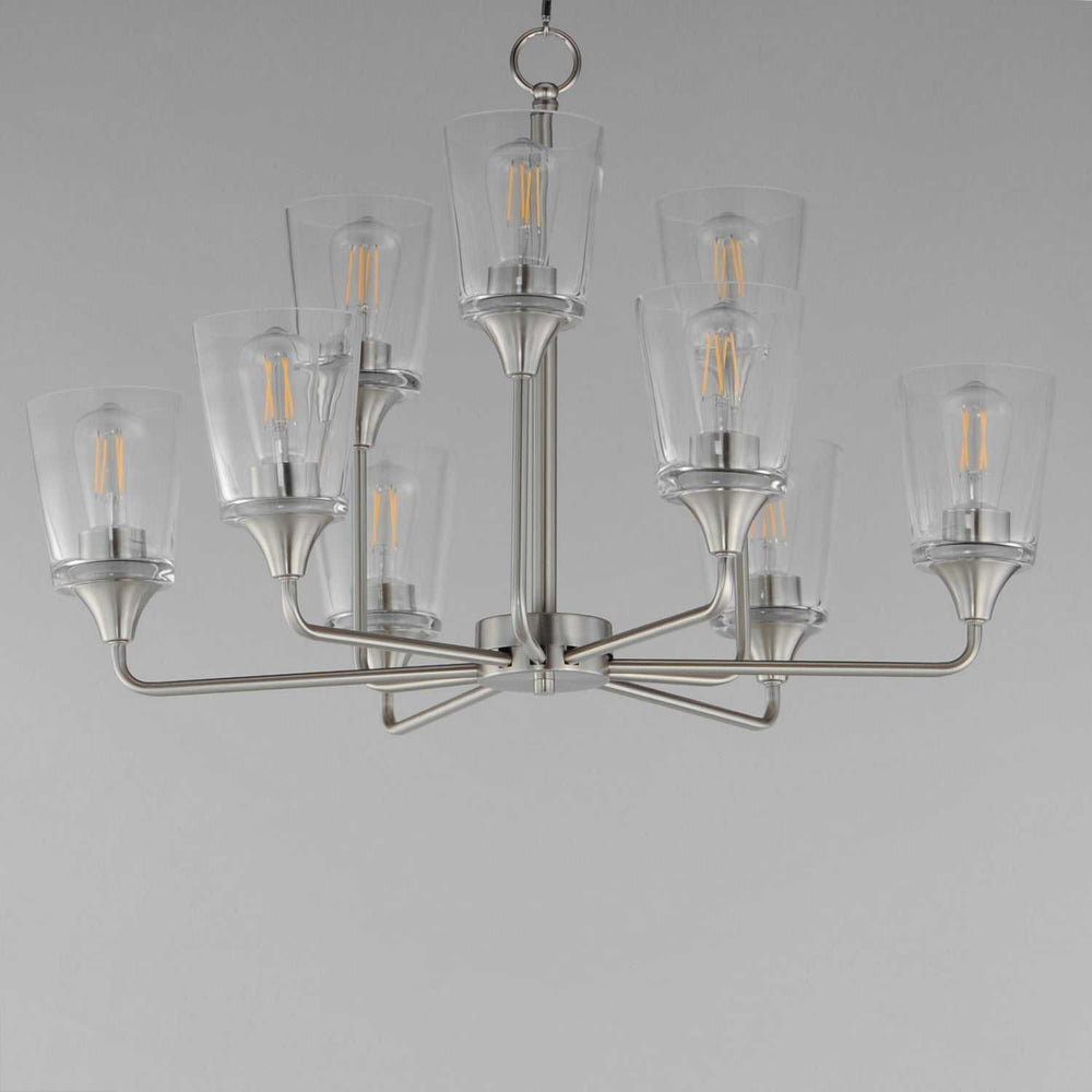 Hudson Nine Light Chandelier in Satin Nickel Maxim