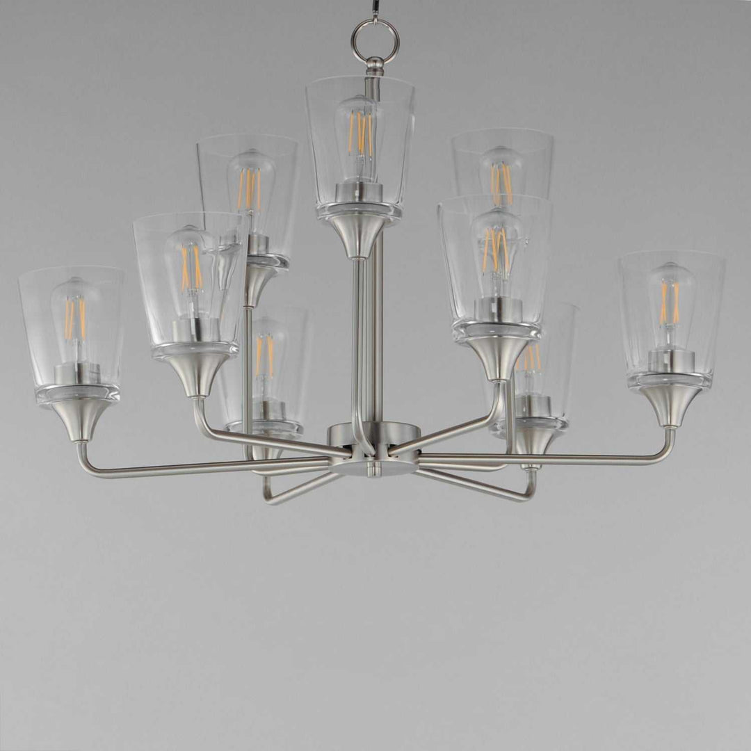 Hudson Nine Light Chandelier in Satin Nickel Maxim