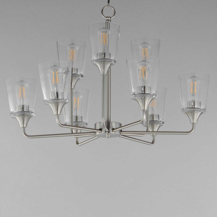 Hudson Nine Light Chandelier in Satin Nickel Maxim