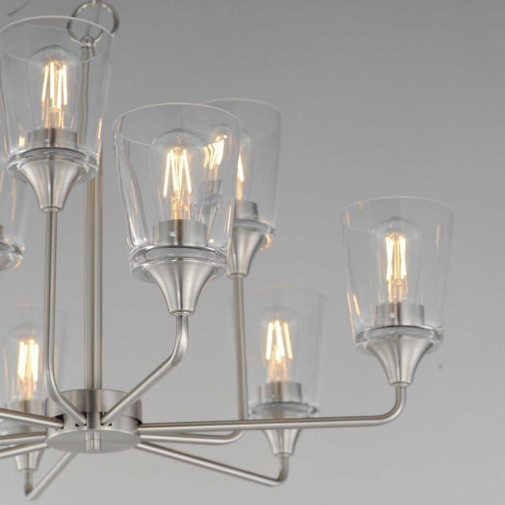 Hudson Nine Light Chandelier in Satin Nickel Maxim