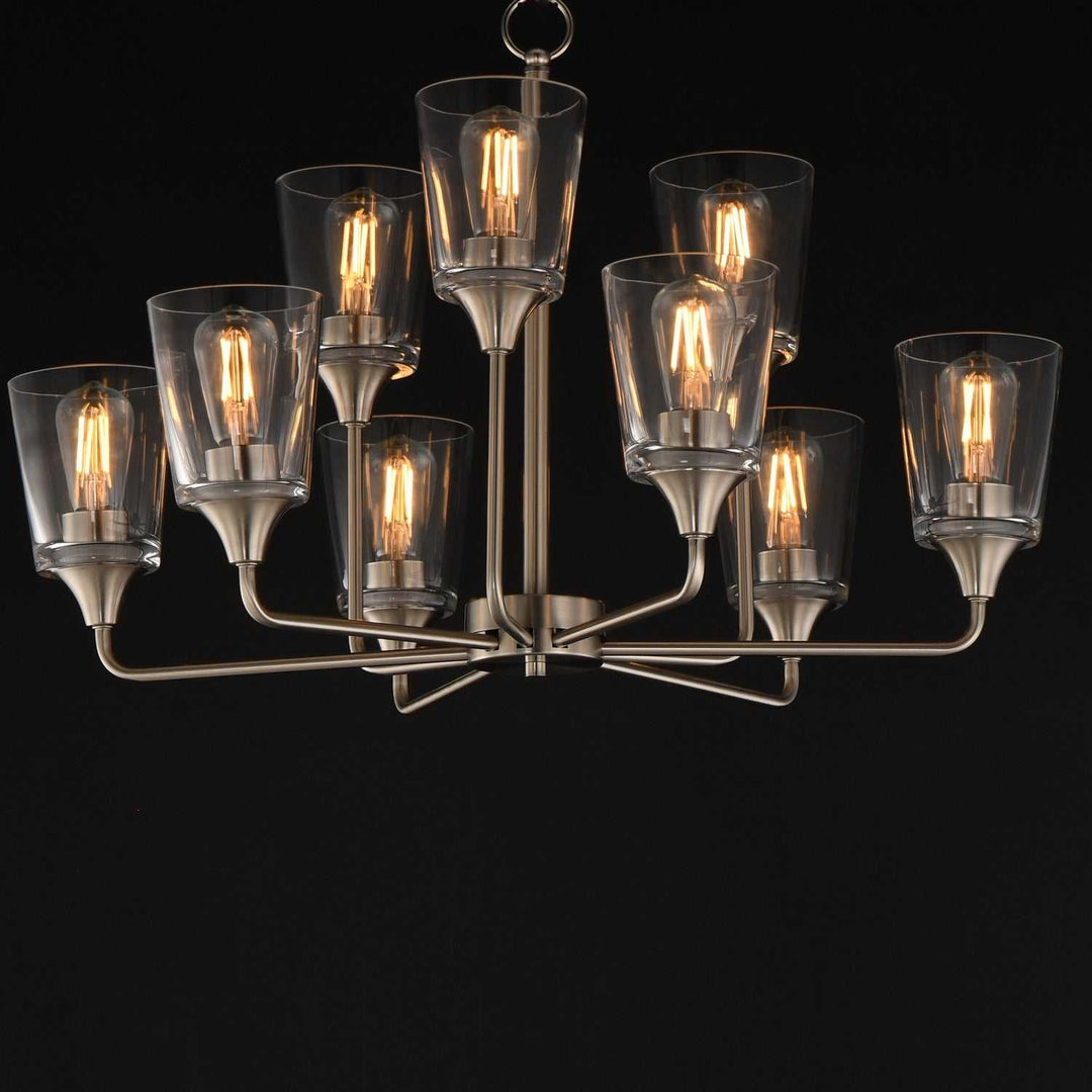 Hudson Nine Light Chandelier in Satin Nickel Maxim