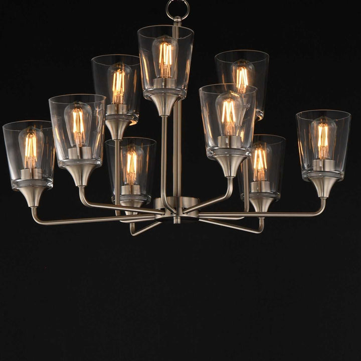 Hudson Nine Light Chandelier in Satin Nickel Maxim