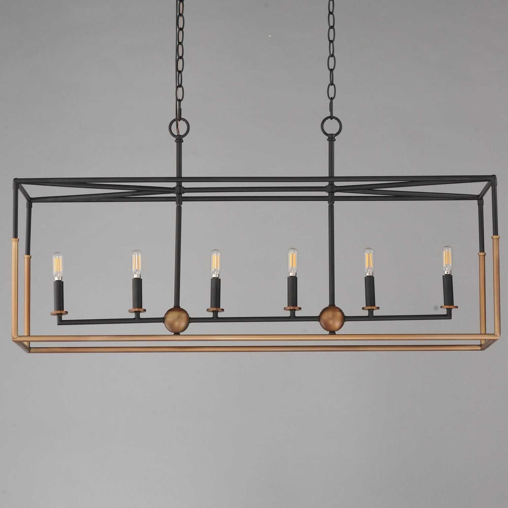 Maxim - 28626BKWBR - Six Light Linear Pendant - SoHo - Black/Weathered Brass
