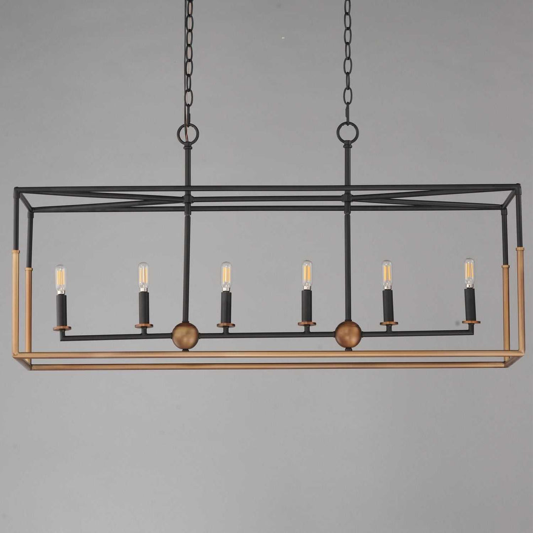Maxim - 28626BKWBR - Six Light Linear Pendant - SoHo - Black/Weathered Brass