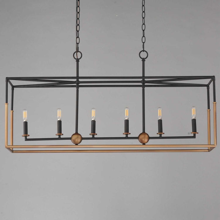 Maxim - 28626BKWBR - Six Light Linear Pendant - SoHo - Black/Weathered Brass