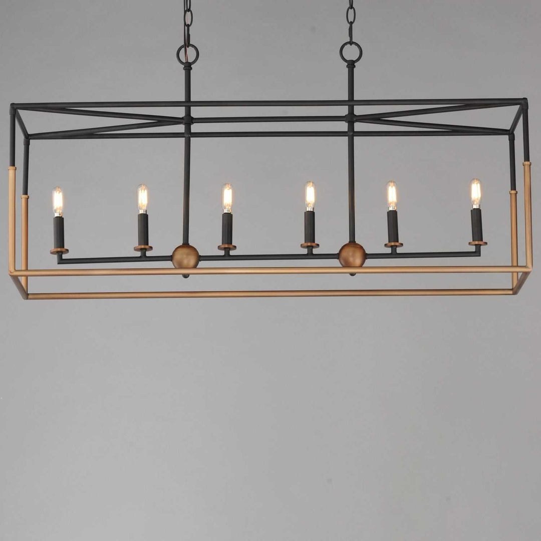 Maxim - 28626BKWBR - Six Light Linear Pendant - SoHo - Black/Weathered Brass