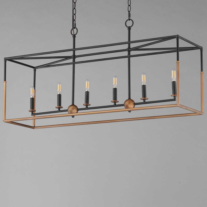 Maxim - 28626BKWBR - Six Light Linear Pendant - SoHo - Black/Weathered Brass