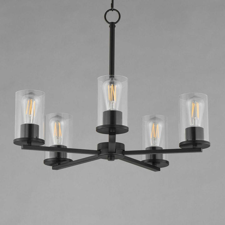 Lateral Five Light Chandelier in Black Maxim