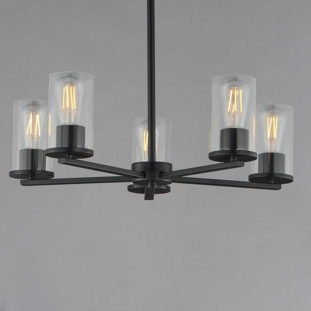 Lateral Five Light Chandelier in Black Maxim