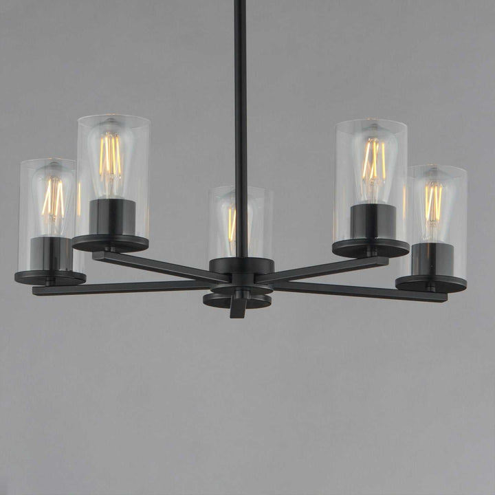 Lateral Five Light Chandelier in Black Maxim